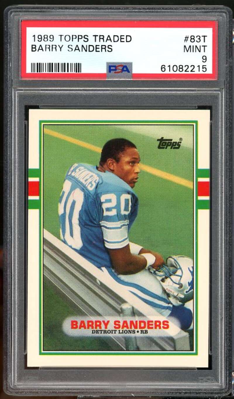 Barry Sanders Rookie Card 1989 Topps Traded #83T PSA 9 Image 1