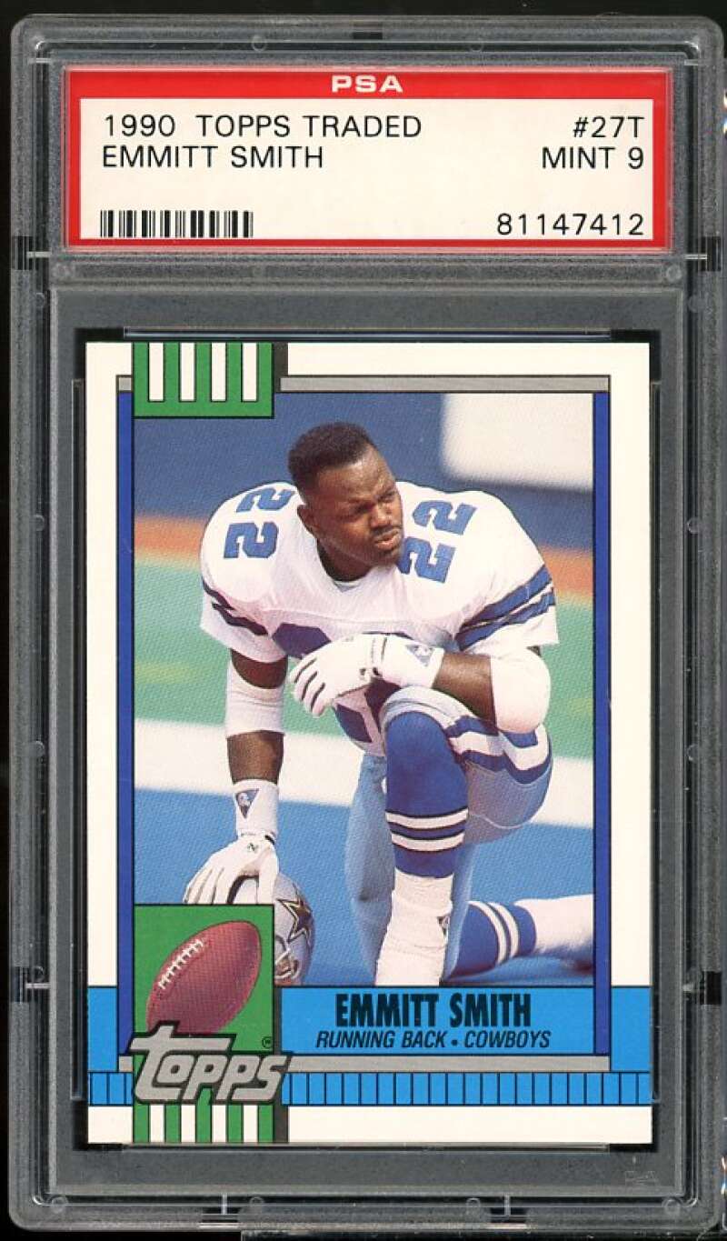 Emmitt Smith Rookie Card 1990 Topps Traded #27T PSA 9 Image 1