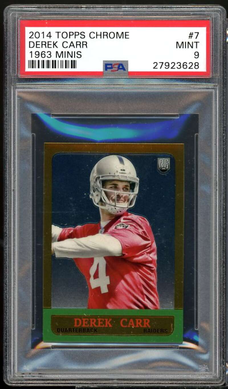 Derek Carr Rookie Card 2014 Topps Chrome 1963 Minis #7 PSA 9 Image 1