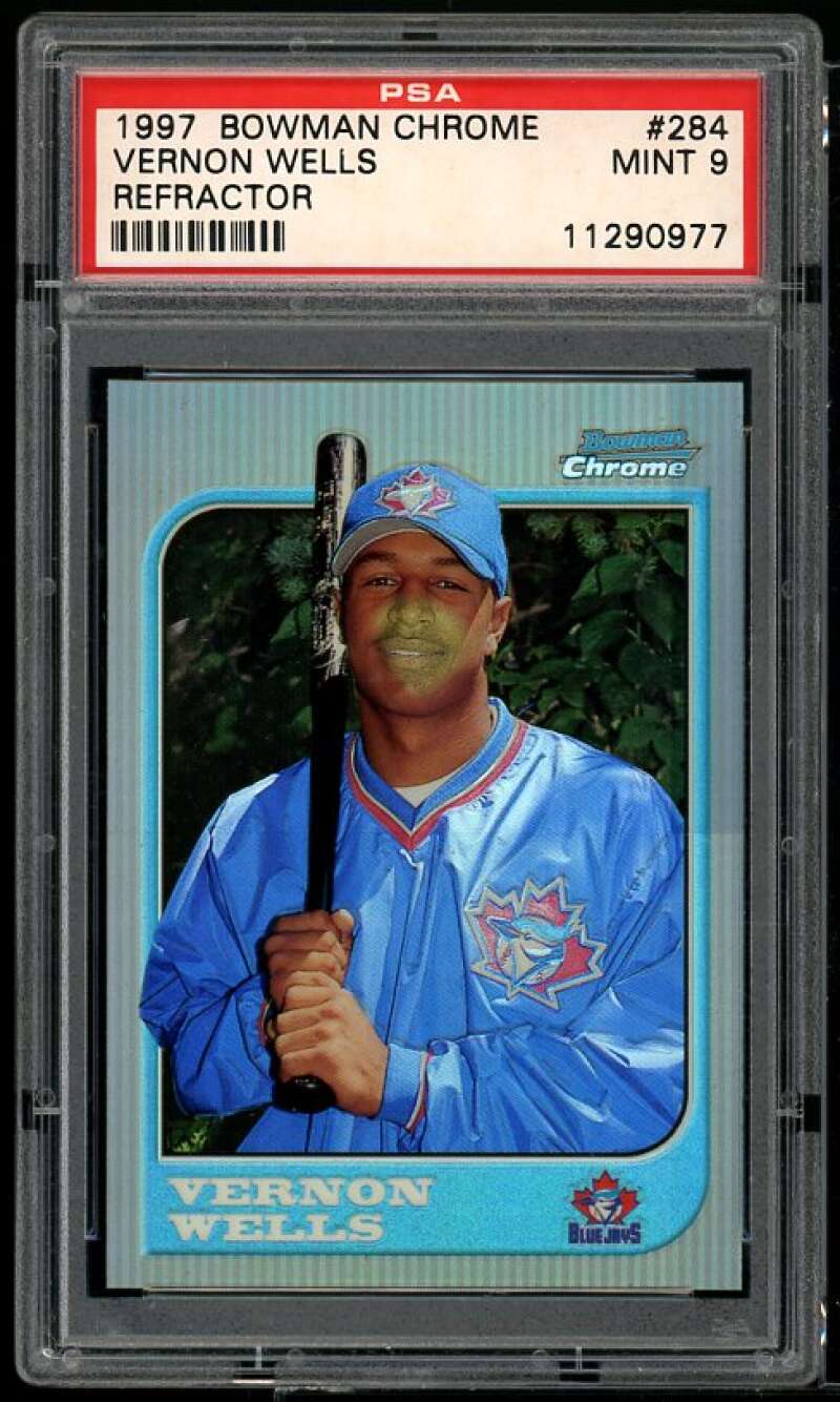 Vernon Wells Rookie Card 1997 Bowman Chrome Refractor #284 PSA 9 Image 1