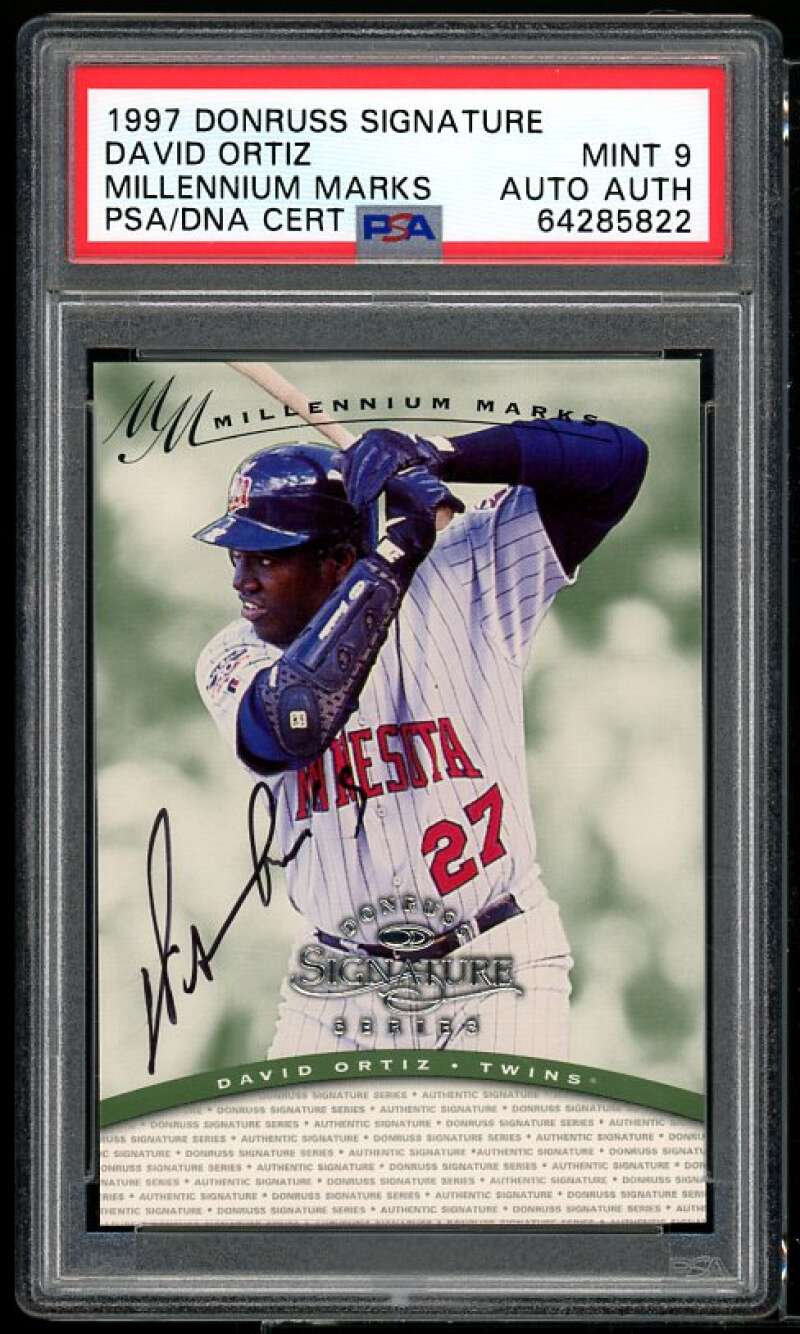 David Ortiz Rookie 1997 Donruss Signature Millenium Marks Auth Auto PSA/DNA 9 Image 1