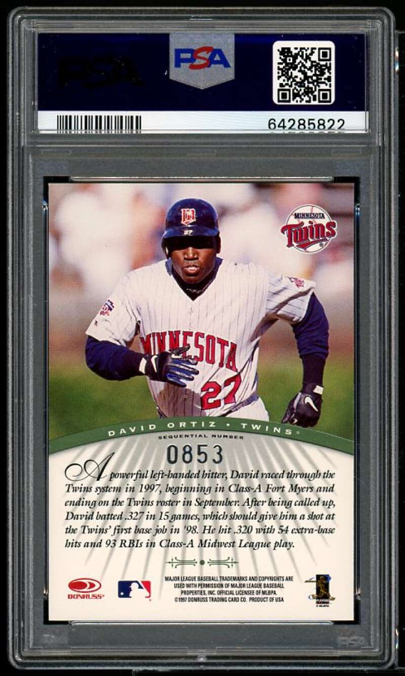 David Ortiz Rookie 1997 Donruss Signature Millenium Marks Auth Auto PSA/DNA 9 Image 2