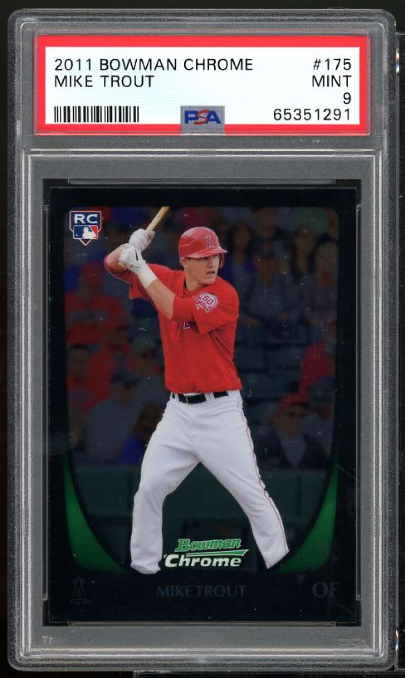 Mike Trout Rookie Card 2011 Bowman Chrome #175 PSA 9 Image 1