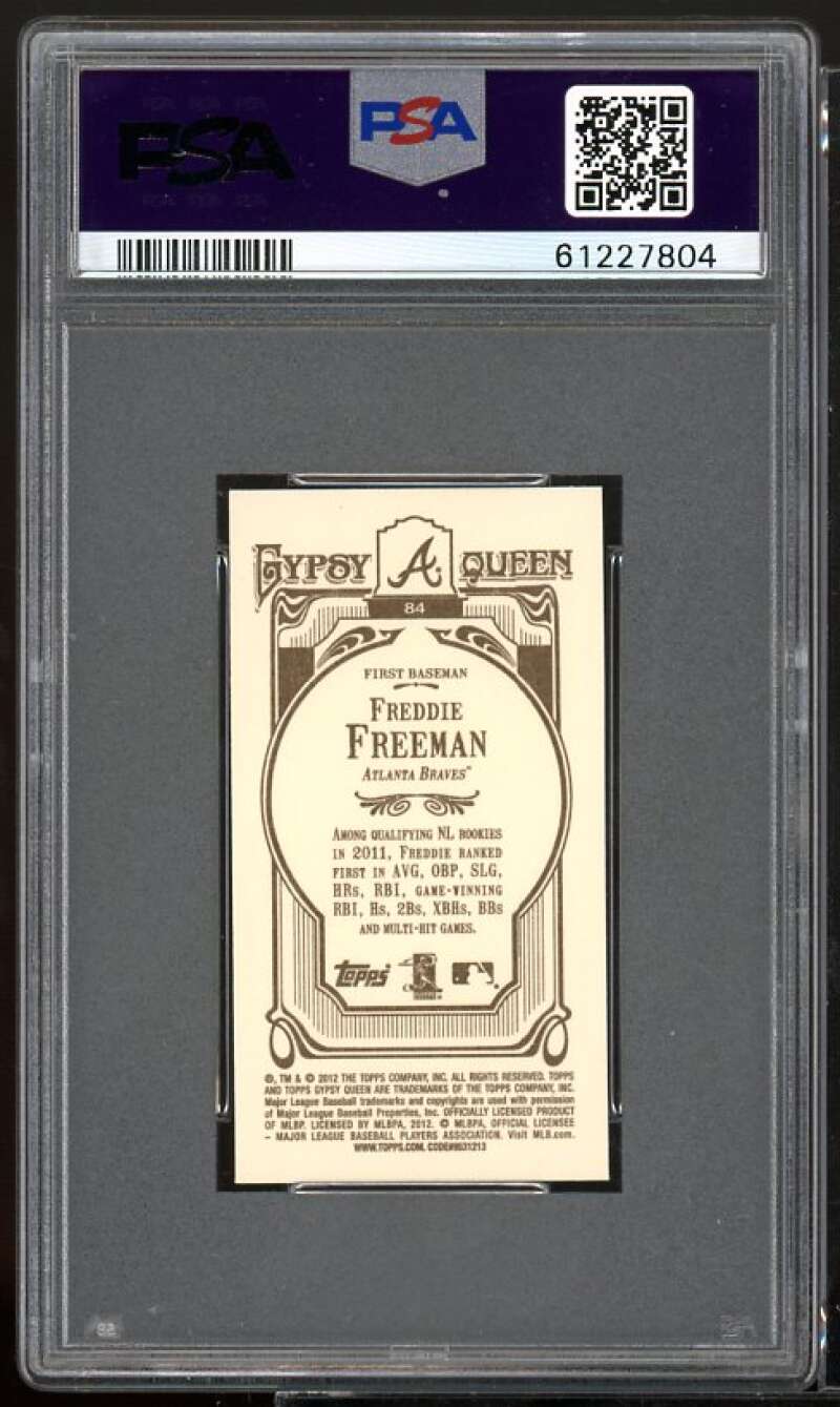 Freddie Freeman Card 2012 topps Gypsy Queen Mini Tossing Ball #84 PSA 9 Image 2