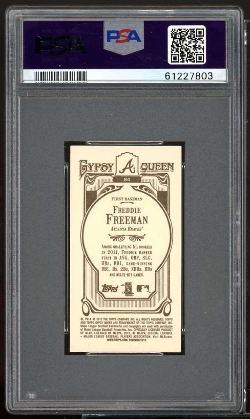 Freddie Freeman Card 2012 topps Gypsy Queen Mini Batting #84 PSA 9 Image 2