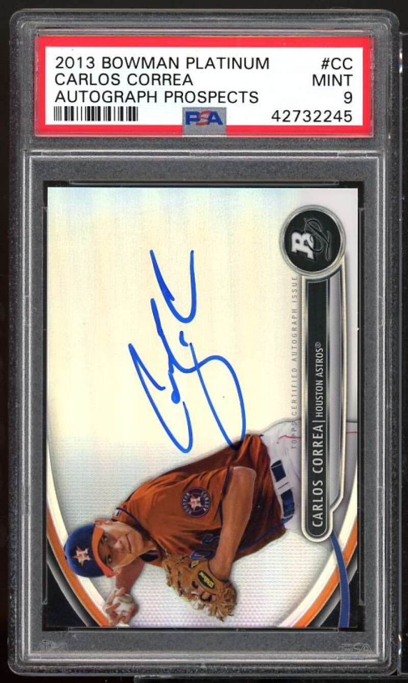 Carlos Correa Rookie Card 2013 Bowman Platinum Autograph Prospects #CC PSA 9 Image 1