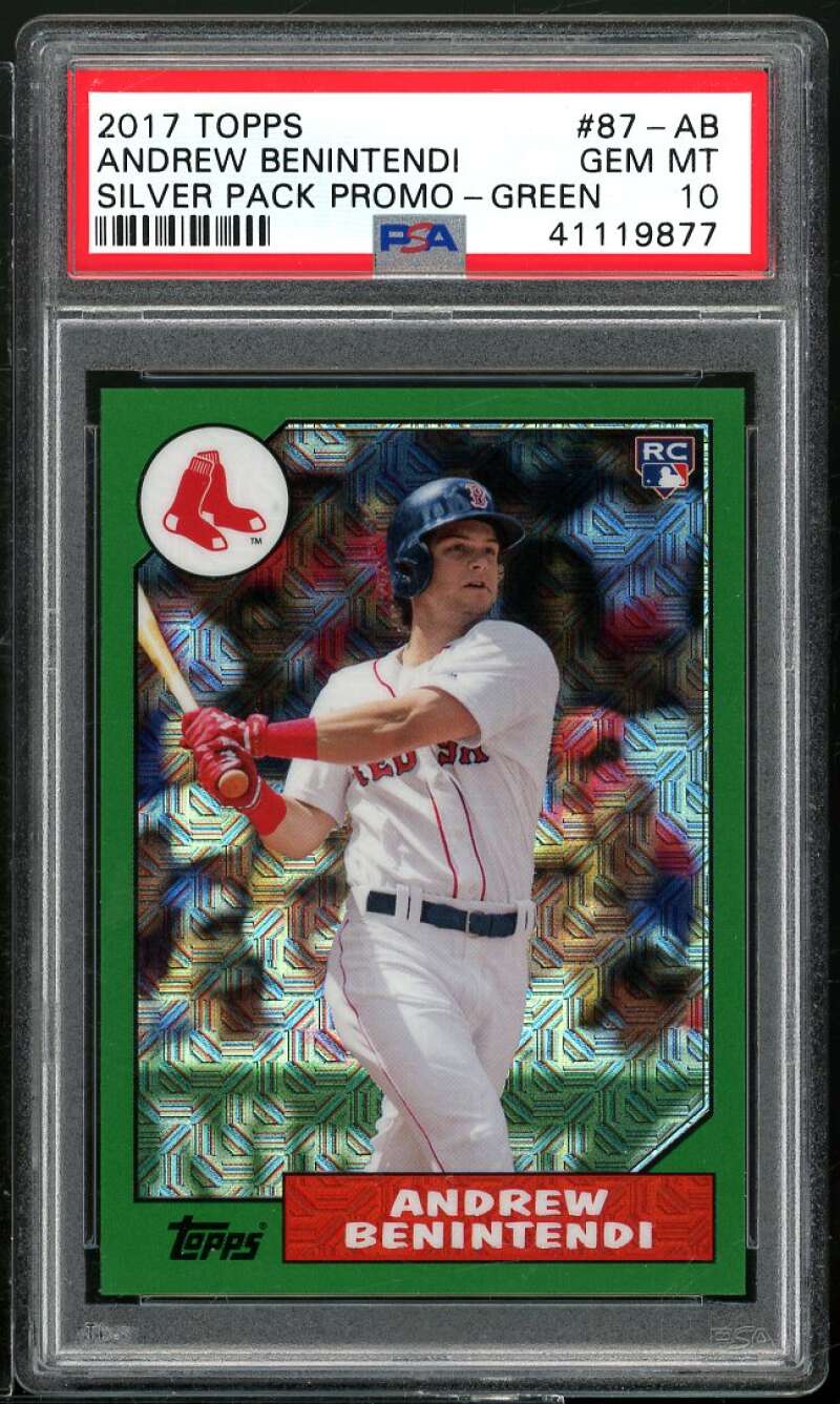 Andrew Benintendi Rookie Card 2017 Topps Silver Black Promo Green #87-AB PSA 10 Image 1