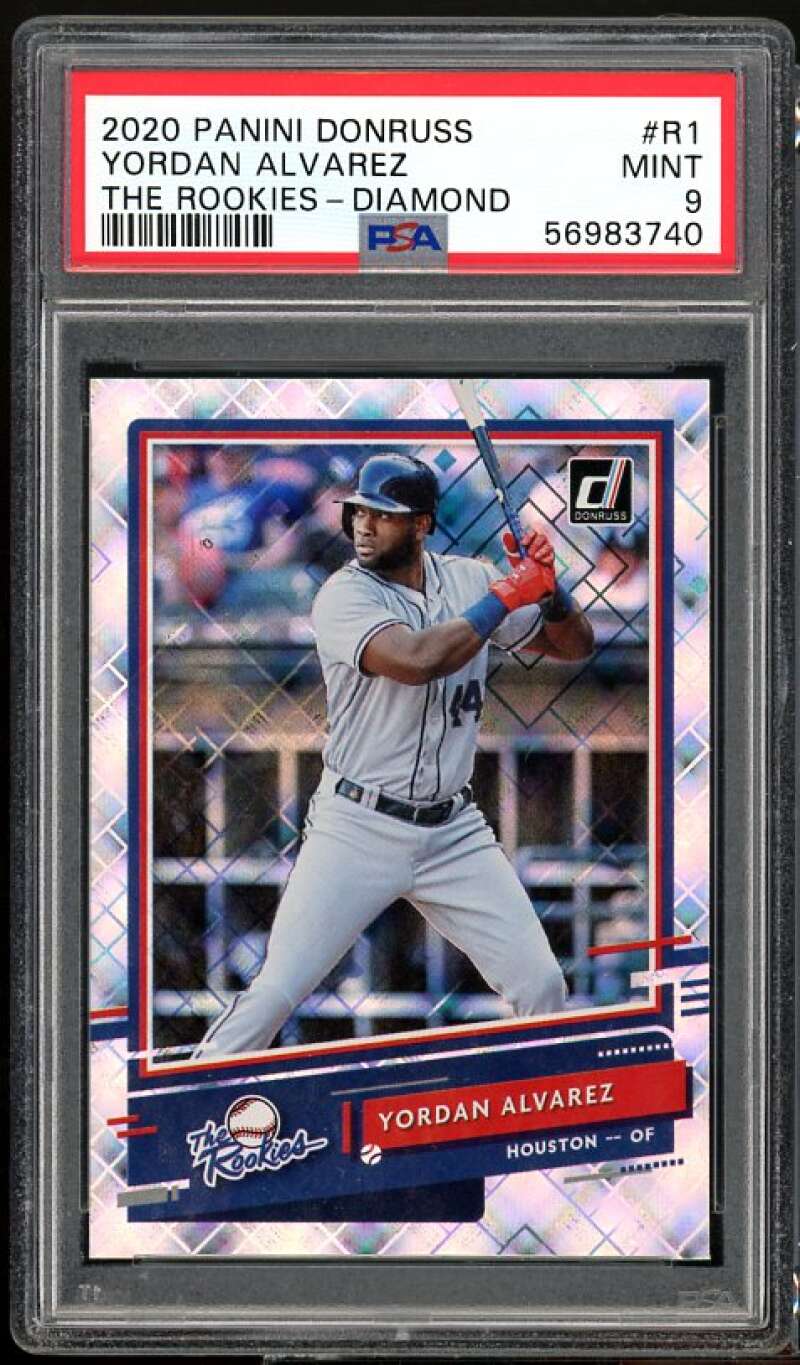 Yordan Alvarez Rookie Card 2020 Donruss The Rookies Diamond #R1 PSA 9 Image 1