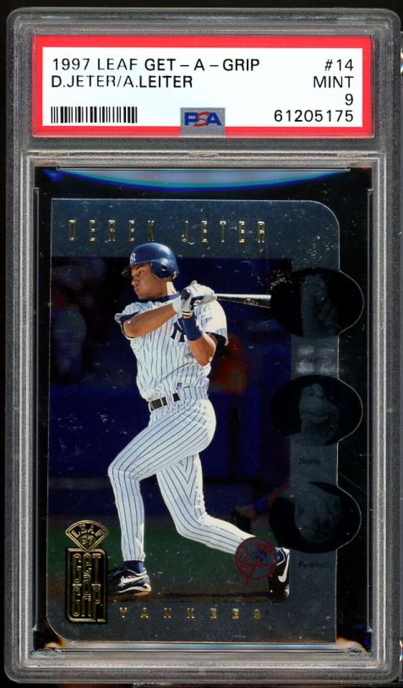 Al Leiter / Derek Jeter Card 1997 Leaf Get A Grip #14 PSA 9 Image 1