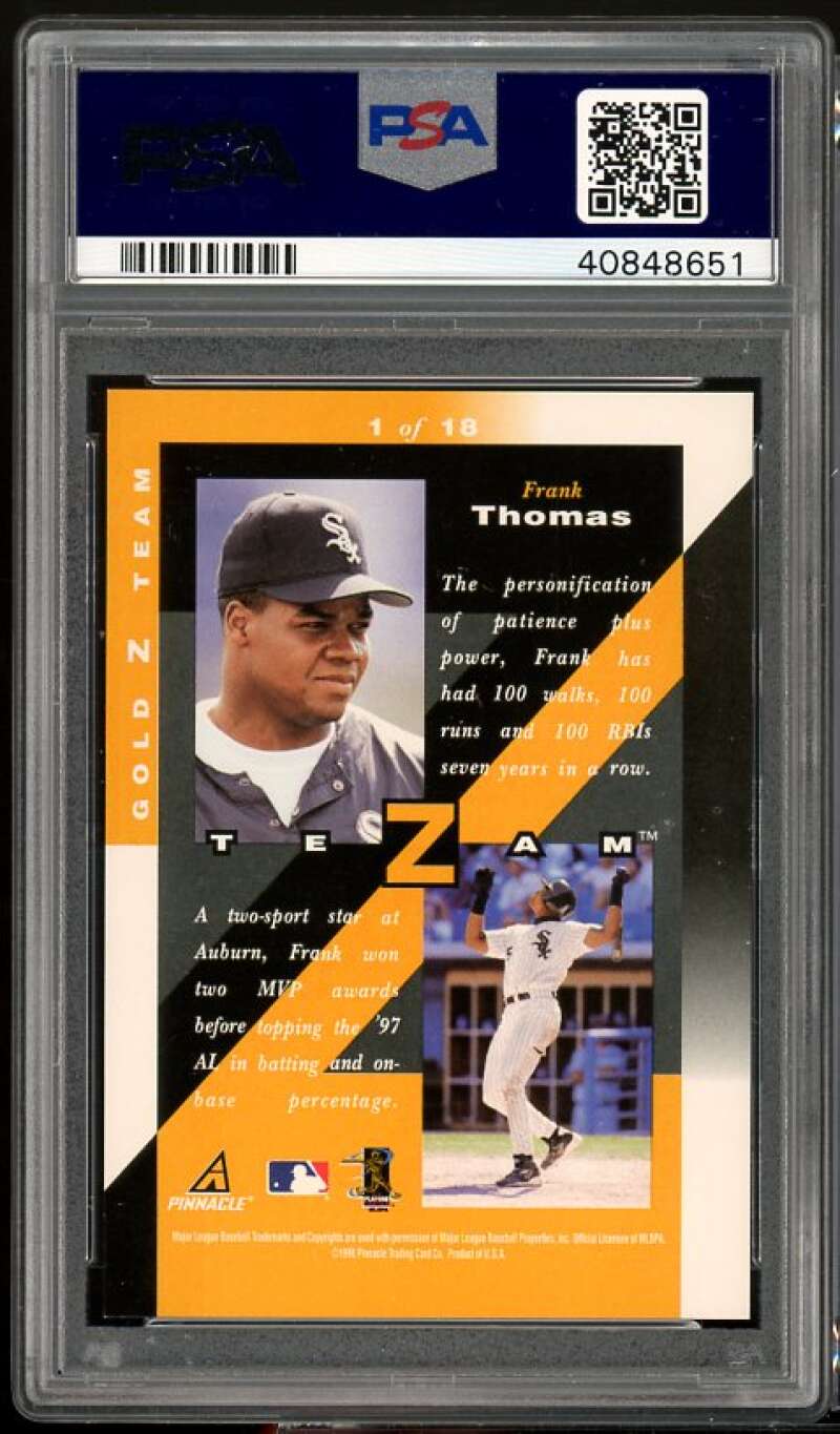 Frank Thomas Card 1998 Zenith Z-Team Gold #1 PSA 9 Image 2