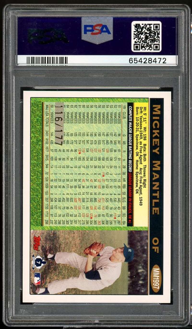 Mickey Mantle Card 2006 Topps Mantle Collection Gold #1997 (pop 2) PSA 9 Image 2