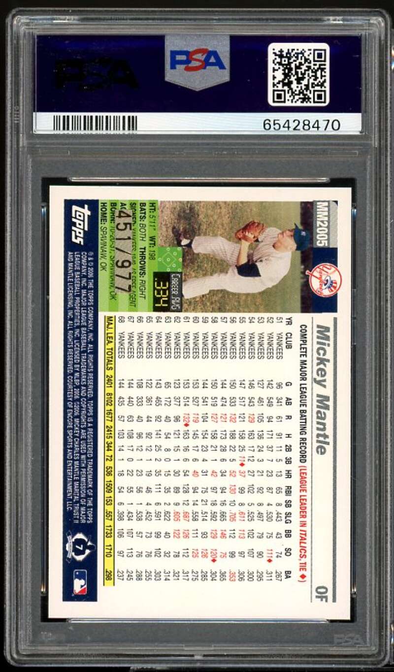 Mickey Mantle Card 2006 Topps Mantle Collection Gold #1997 (pop 1) PSA 10 Image 2