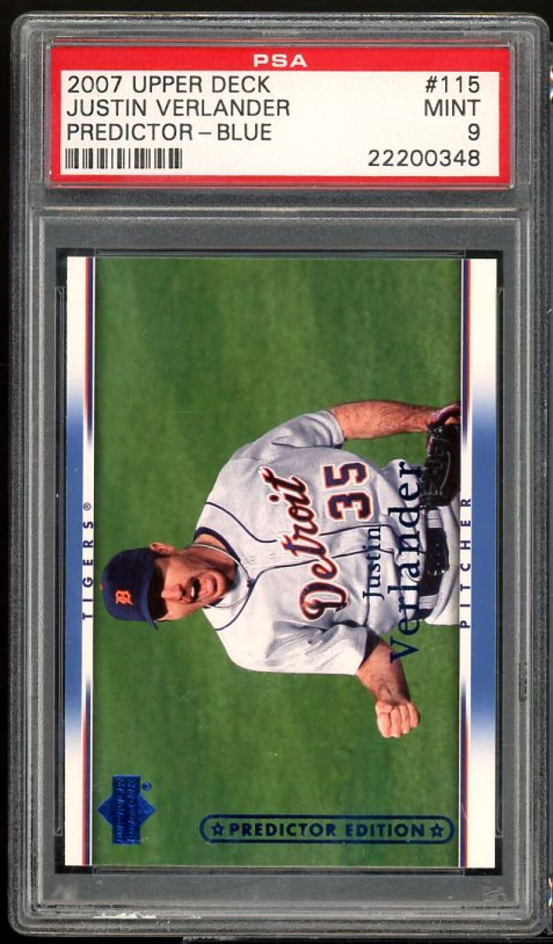 Justin Verlander 2007 Upper Deck Predictor Blue #115 PSA 9 Image 1