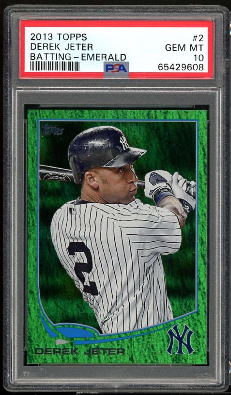 Derek Jeter Card 2013 Topps Emerald #2 PSA 10 Image 1