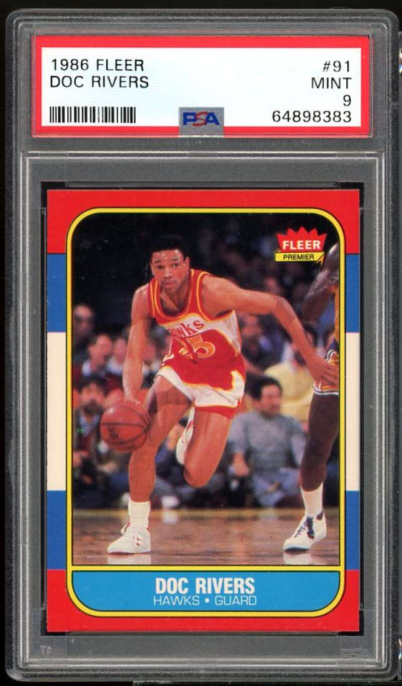 Doc Rivers Rookie Card 1986-87 Fleer #91 PSA 9 Image 1