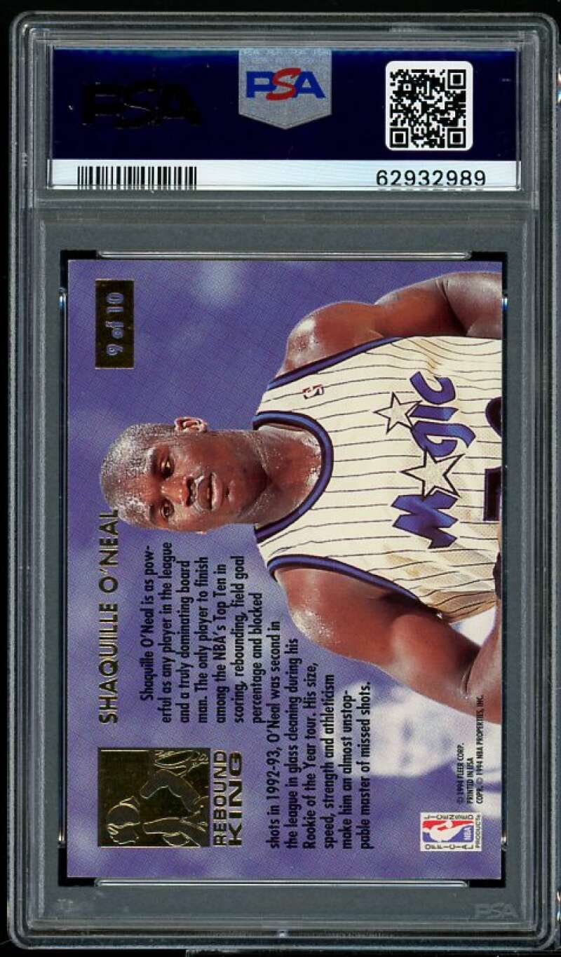 Shaquille O'neal Card 1993-94 Ultra Rebound Kings #9 PSA 9 Image 2