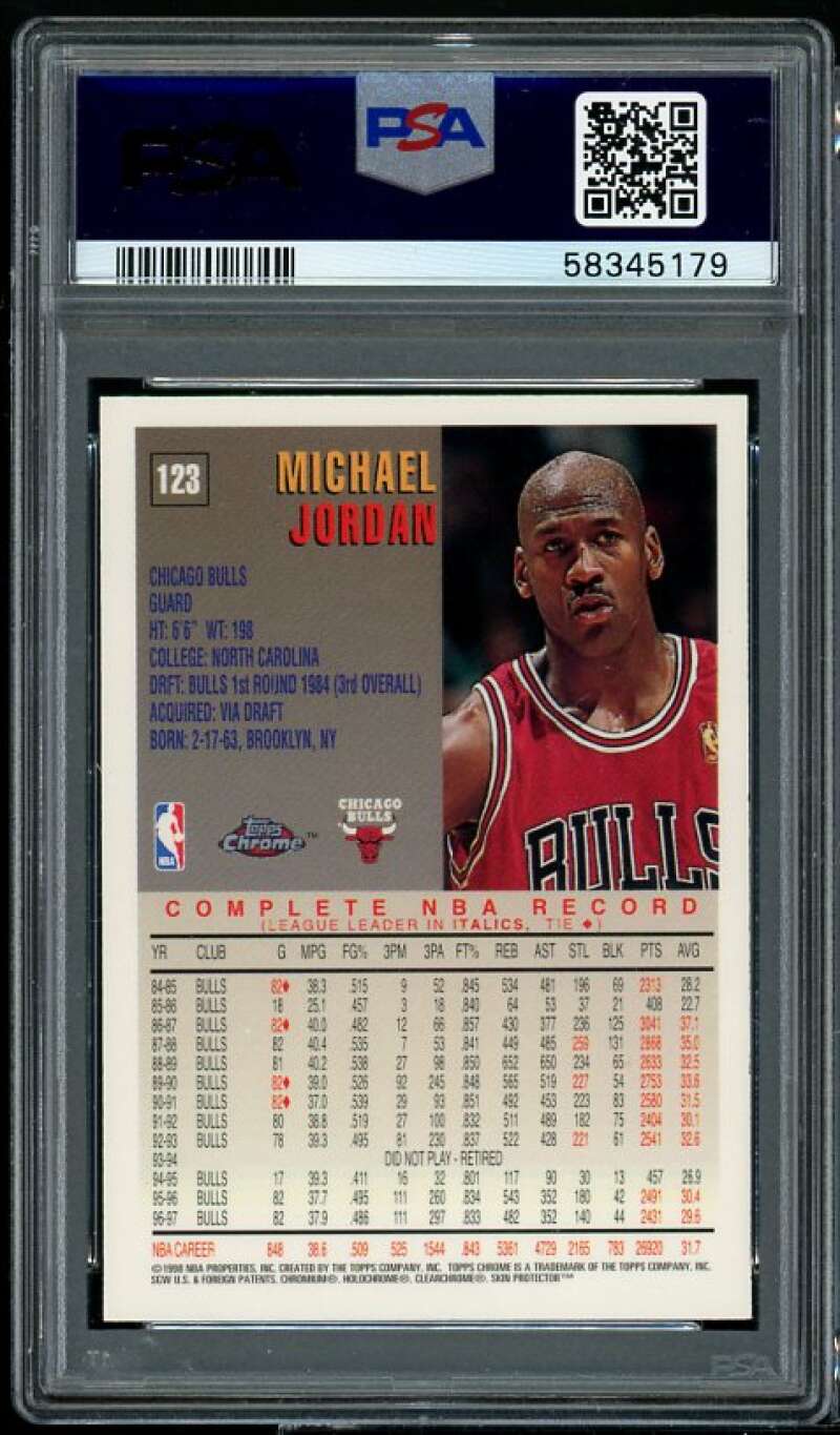 Michael Jordan Card 1997-98 Topps Chrome #123 PSA 7 Image 2