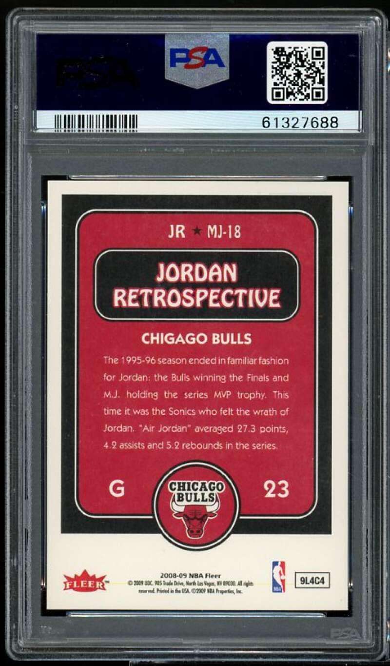 Michael Jordan Card 2008-09 Fleer Jordan Retrospective #MJ-18 PSA 9 Image 2