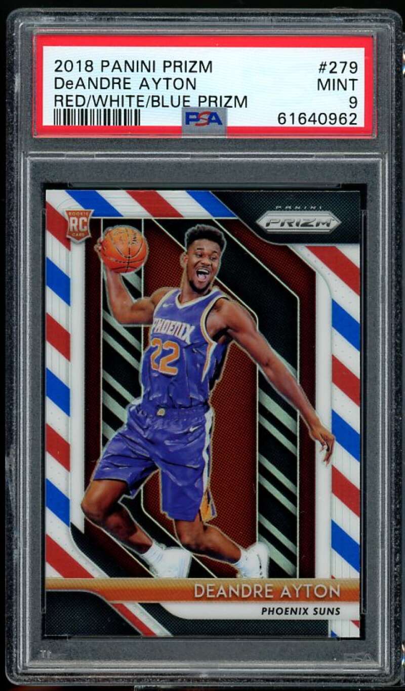 Deandre Ayton Rookie Card 2018-19 Panini Prizm Red/White/Blue #279 PSA 9 Image 1