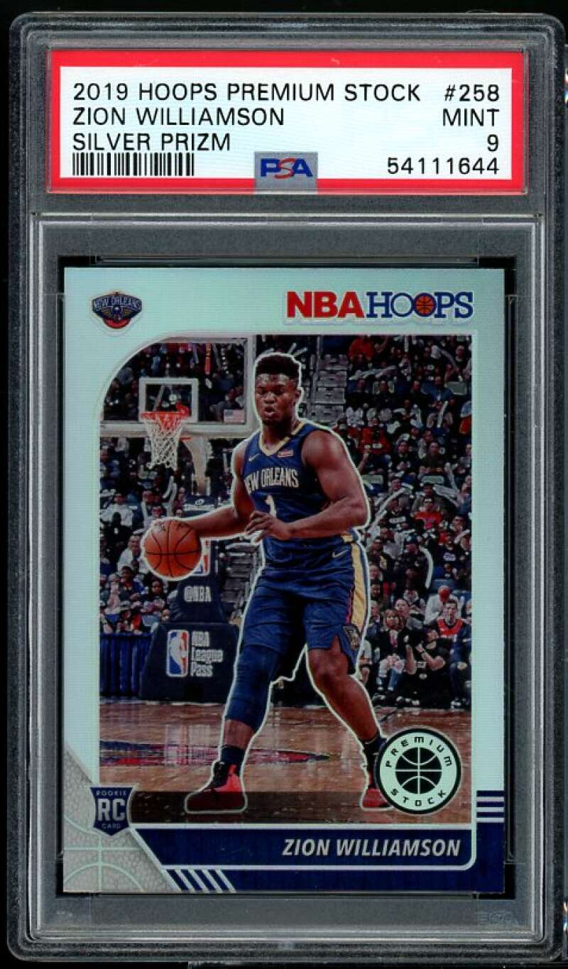 Zion Williamson Rookie Card 2019-20 Premium Stock Silver Prizm #258 PSA 9 Image 1