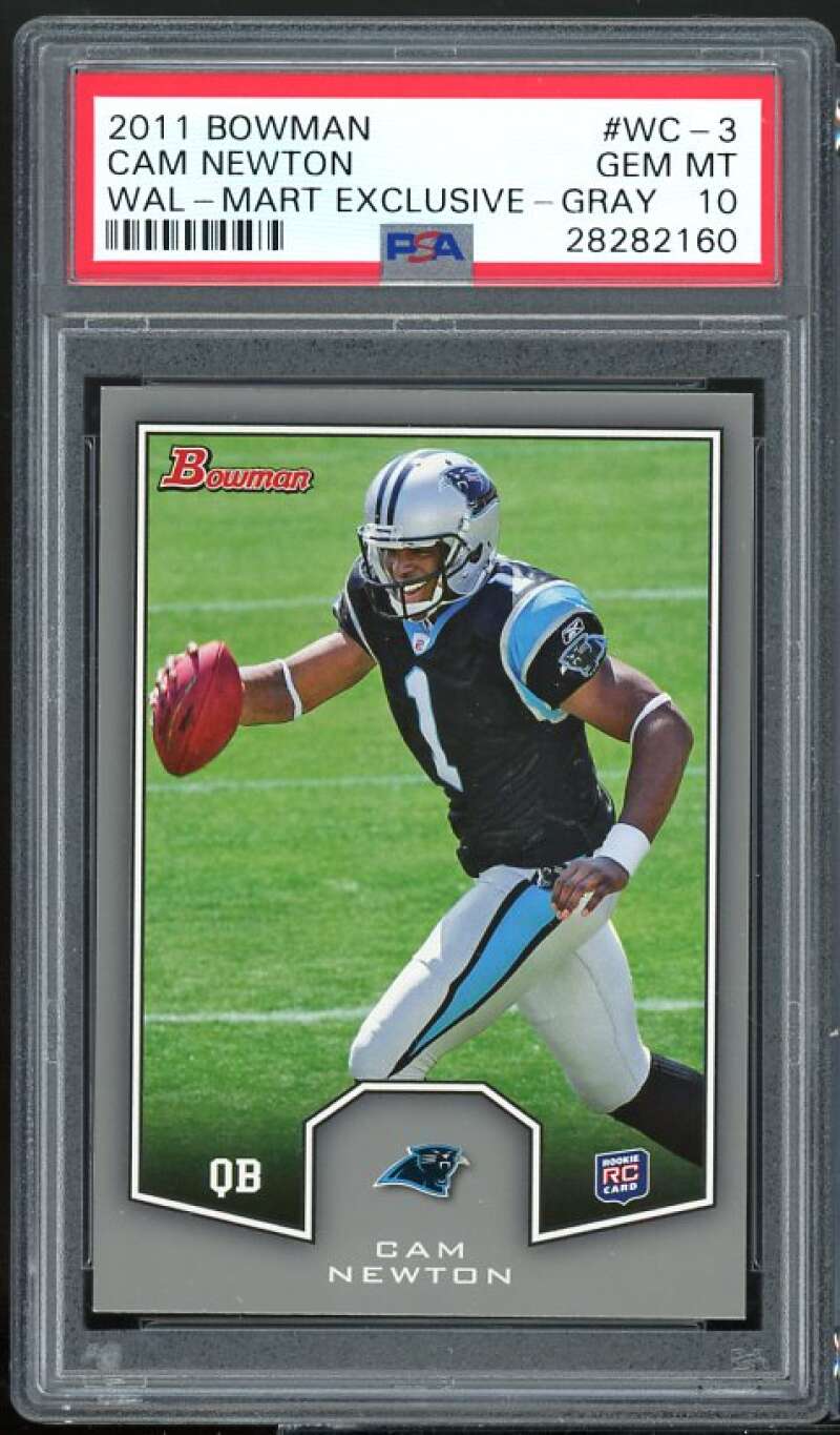 Cam Newton Rookie Card 2011 Bowman Wal-Mart Exclusive Gray #WC-3 PSA 1 –