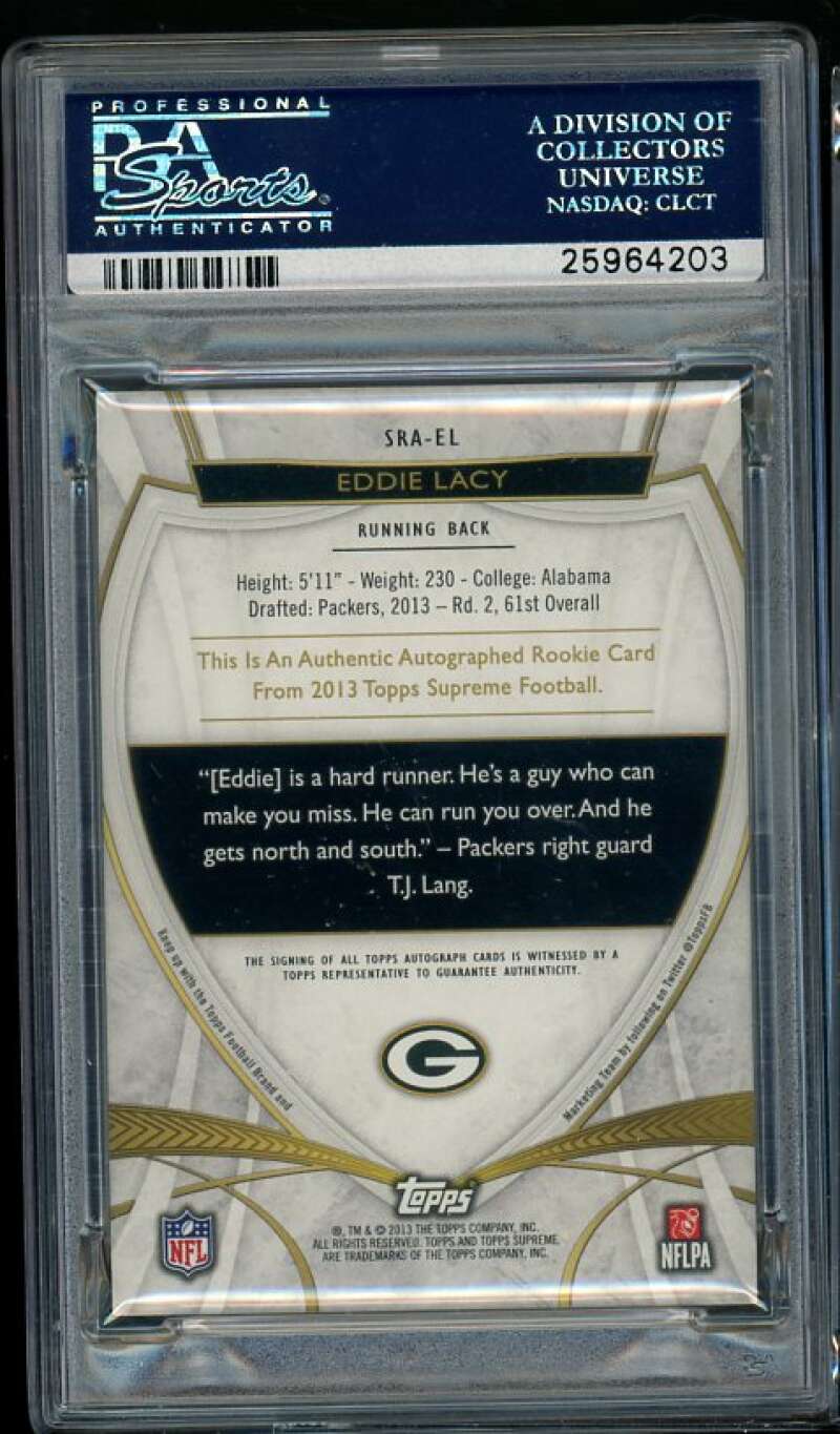 Eddie Lacy Rookie Card 2013 Topps Supreme Rookie Autographs Violet #SRA-EL PSA 9 Image 2