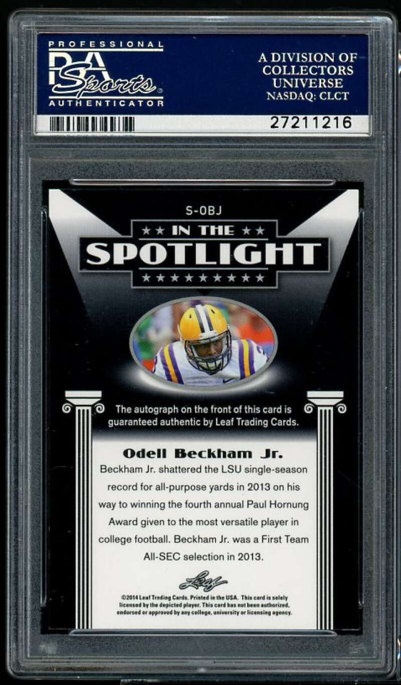 Odell Beckham Jr. Rookie Card 2014 Leaf Draft Autographs #A-OBJ PSA 10 Image 2