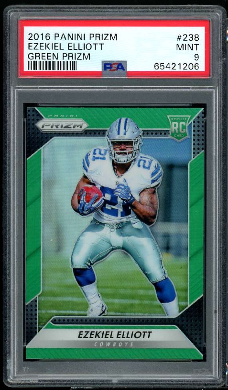 Ezekiel Elliott Rookie Card 2016 Panini Prizm Green #238 PSA 8 Image 1