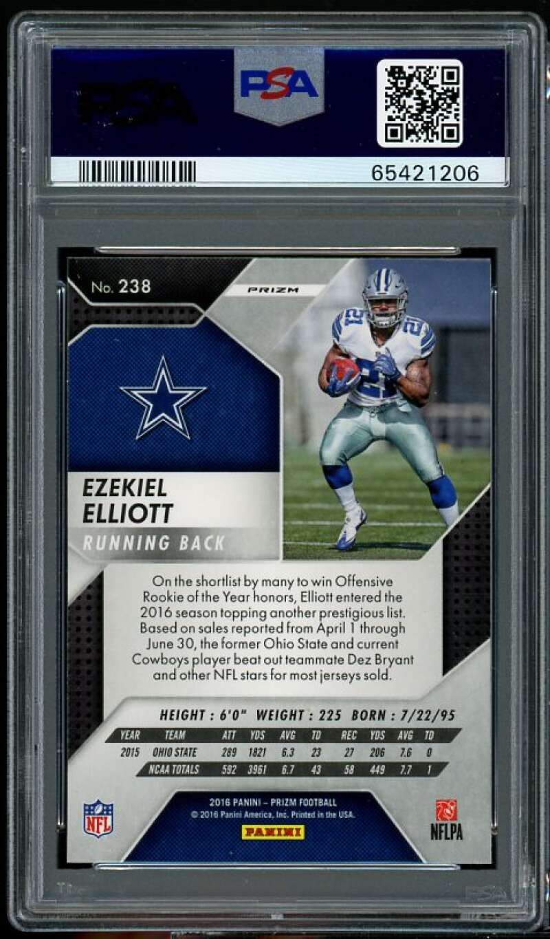 Ezekiel Elliott Rookie Card 2016 Panini Prizm Green #238 PSA 8 Image 2