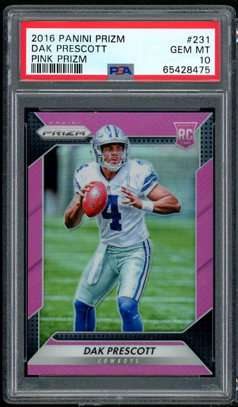 Dak Prescott Rookie Card 2016 Panini Prizm Pink #289 PSA 10 Image 1