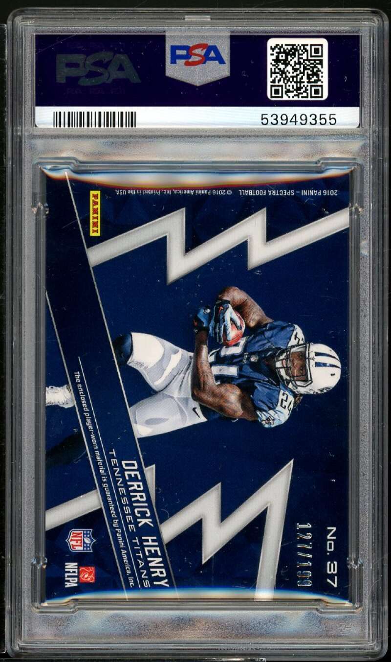 Derrick Henry Rookie Card 2016 Panini Spectra Monumental Memorabilia #37 PSA 9 Image 2