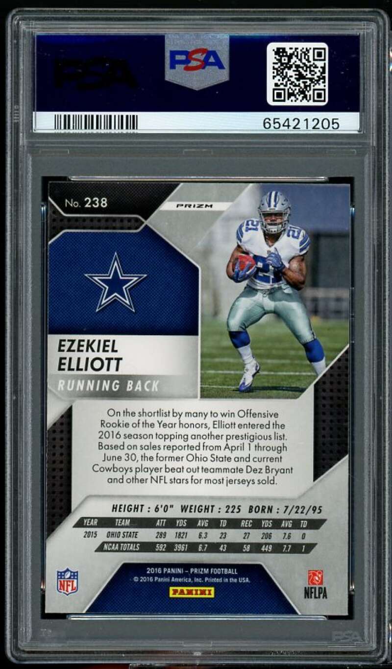 Ezekiel Elliott Rookie Card 2016 Panini Prizm Pink #238 PSA 9 Image 2