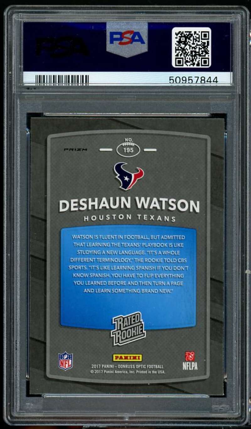 Deshaun Watson Rookie Card 2017 Panin Donruss Optic Holo #195 PSA 9 Image 2