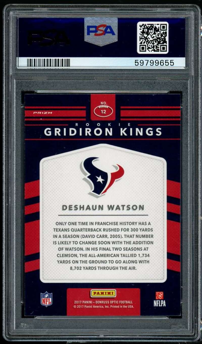 Deshaun Watson Rookie 2017 Panini Donruss Optic Rookie Gridiron Kings #12 PSA 9 Image 2