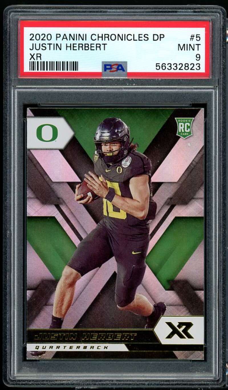 Justin Herbert Rookie Card 2020 Panini Chronicles Draft Picks #5 PSA 9 Image 1