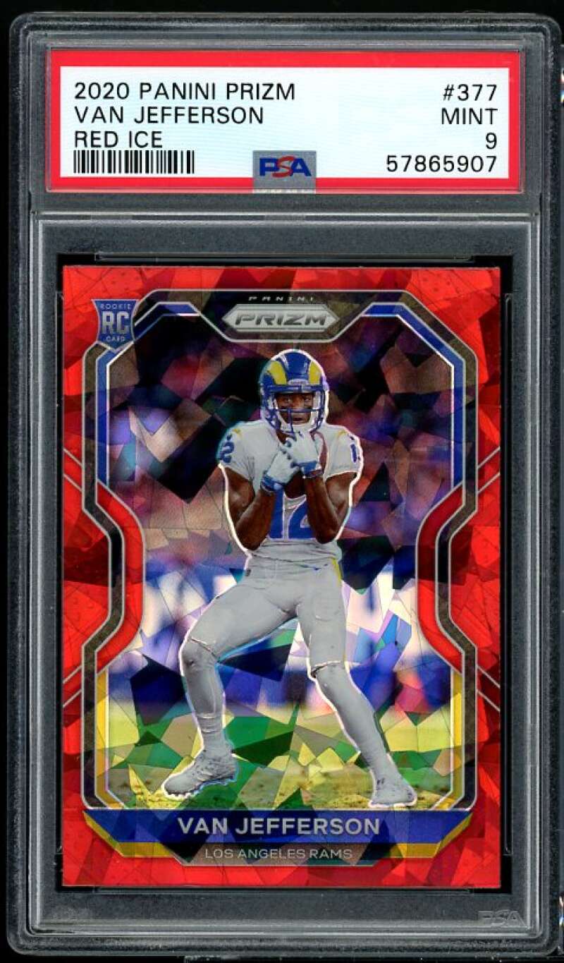 Van Jefferson Rookie Card 2020 Panini Prizm Red Ice #377 PSA 9 Image 1