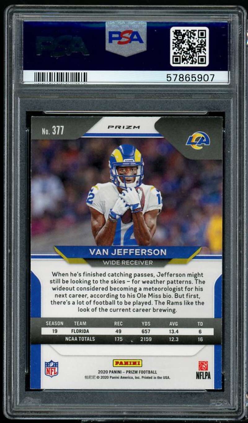 Van Jefferson Rookie Card 2020 Panini Prizm Red Ice #377 PSA 9 Image 2