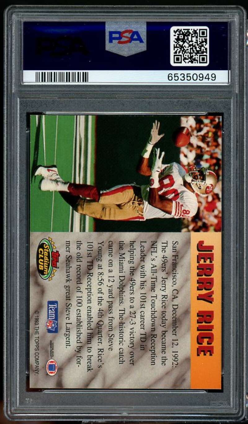 Jerry Rice Card 1993 Stadium Club Members Only RB Autograph PSA/DNA 8 Image 2