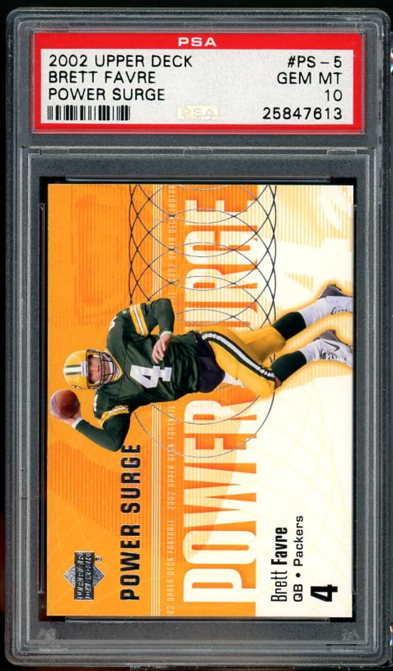 Brett Favre Card 2002 Upper Deck Power Surge #PS-5 PSA 10 Image 1