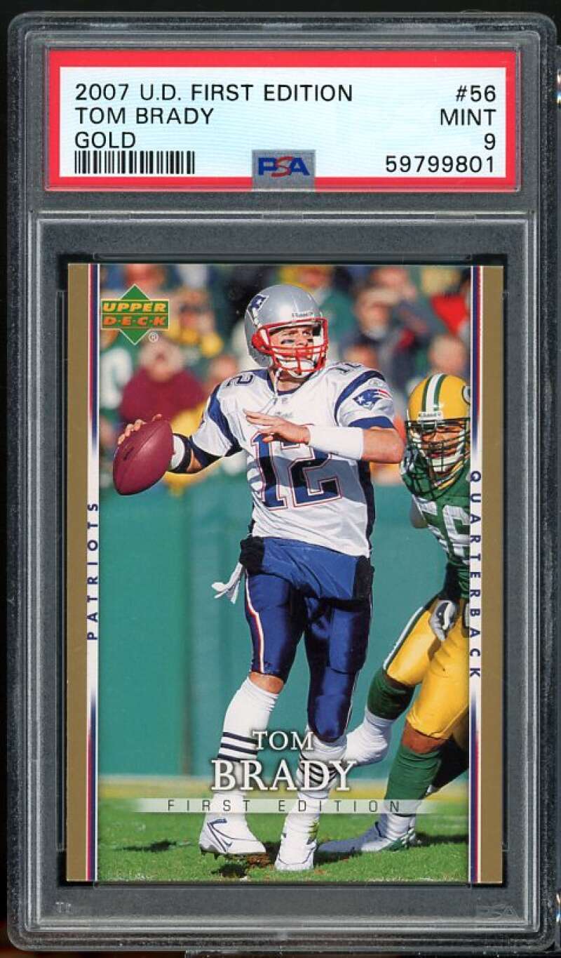 Tom Brady Card 2007 UD First Edition Gold #56 PSA 9 Image 1