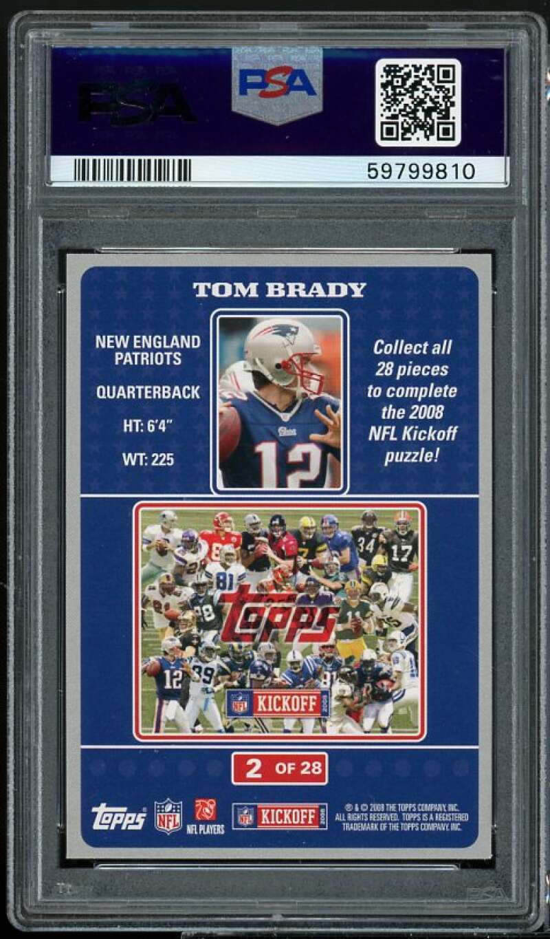 Tom Brady Card 2008 Topps Kickoff Puzzle #2 PSA 9 Image 2