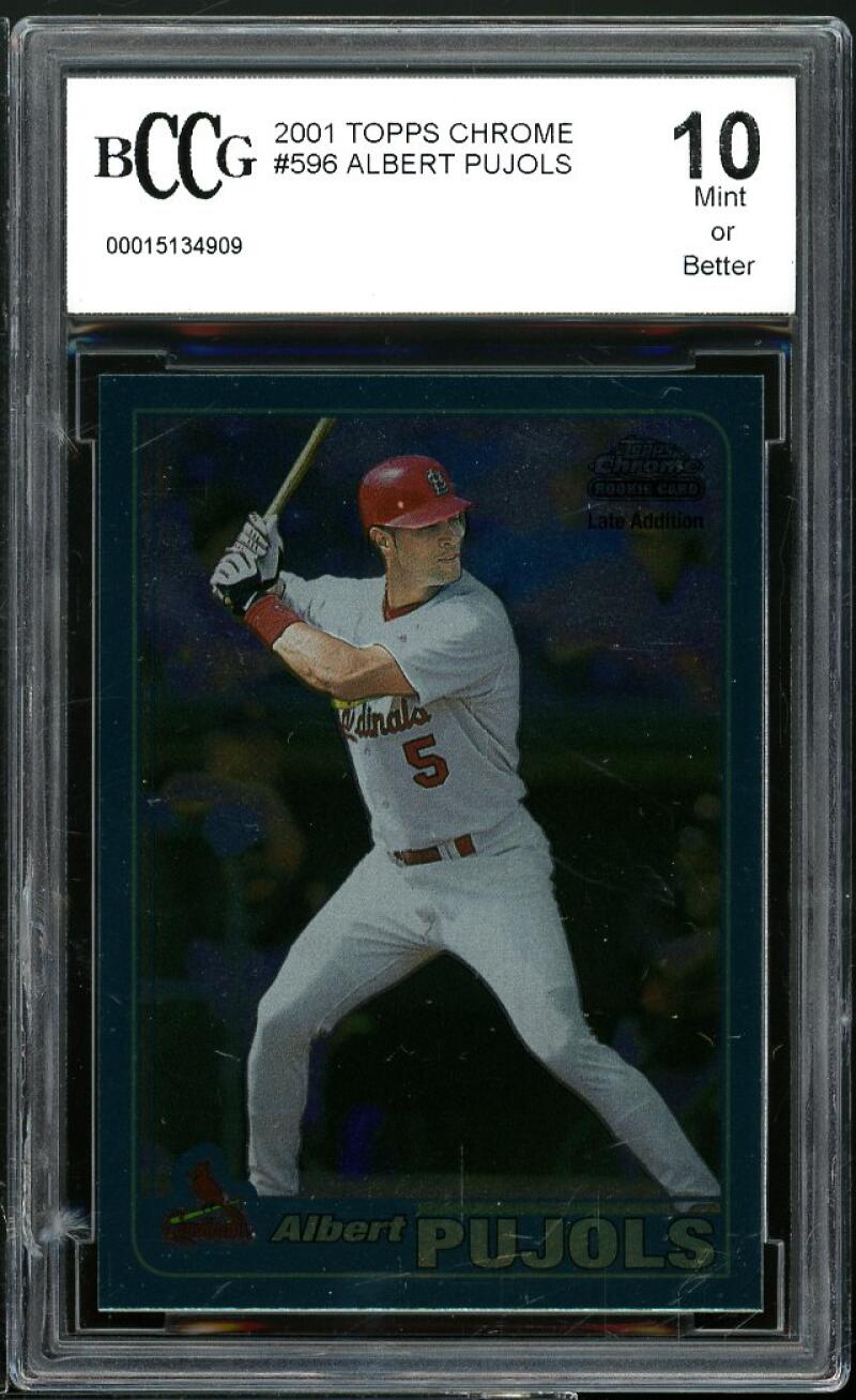 2001 Topps Chrome #596 Albert Pujols Rookie Card BGS BCCG 10 Mint+ Image 1