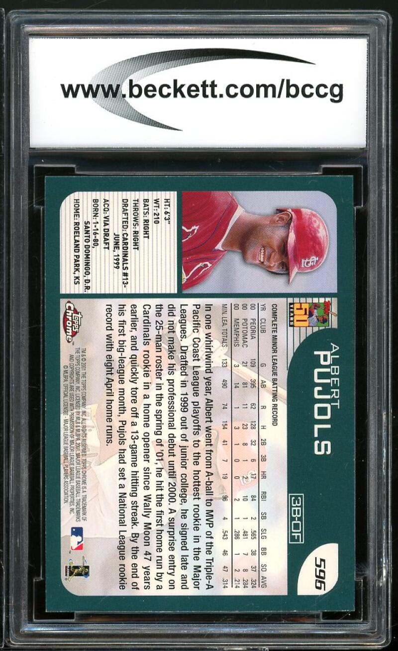 2001 Topps Chrome #596 Albert Pujols Rookie Card BGS BCCG 10 Mint+ Image 2