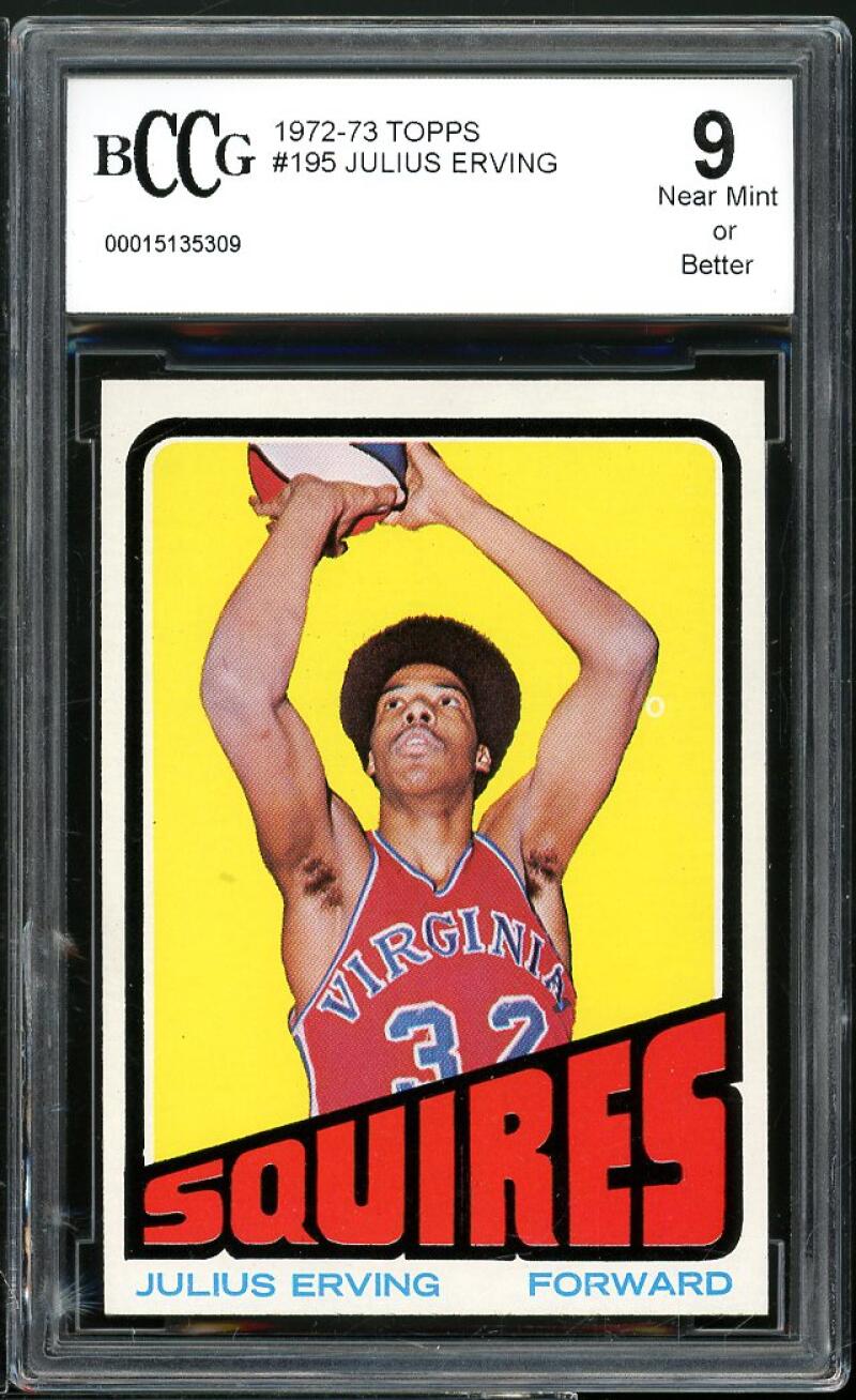 1972-73 Topps #195 Julius Erving Rookie Card BGS BCCG 9 Near Mint+ Image 1