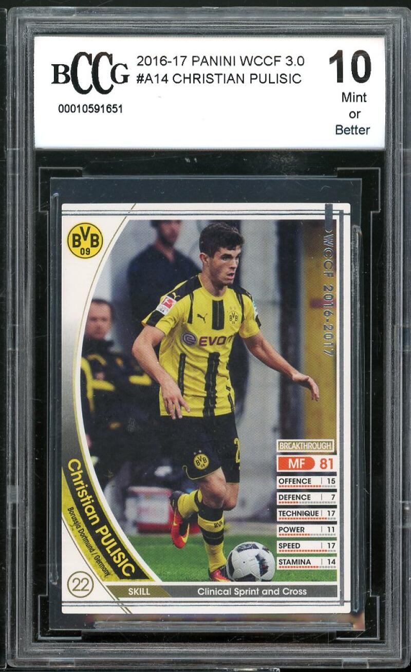 Christian Pulisic Rookie Card 2016-17 Panini WCCF 3.0 #A14 BGS BCCG 10 Image 1