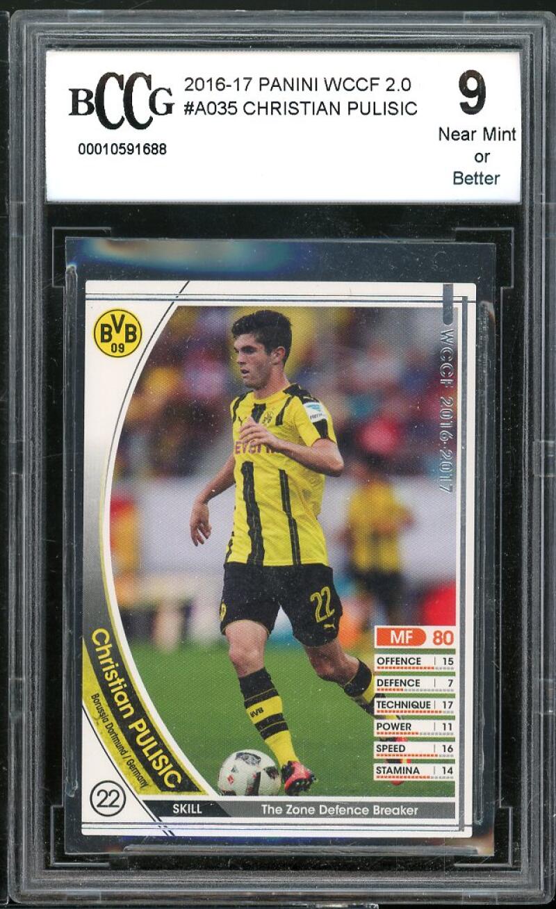 Christian Pulisic Rookie Card 2016-17 Panini WCCF 2.0 #A035 BGS BCCG 9 Image 1