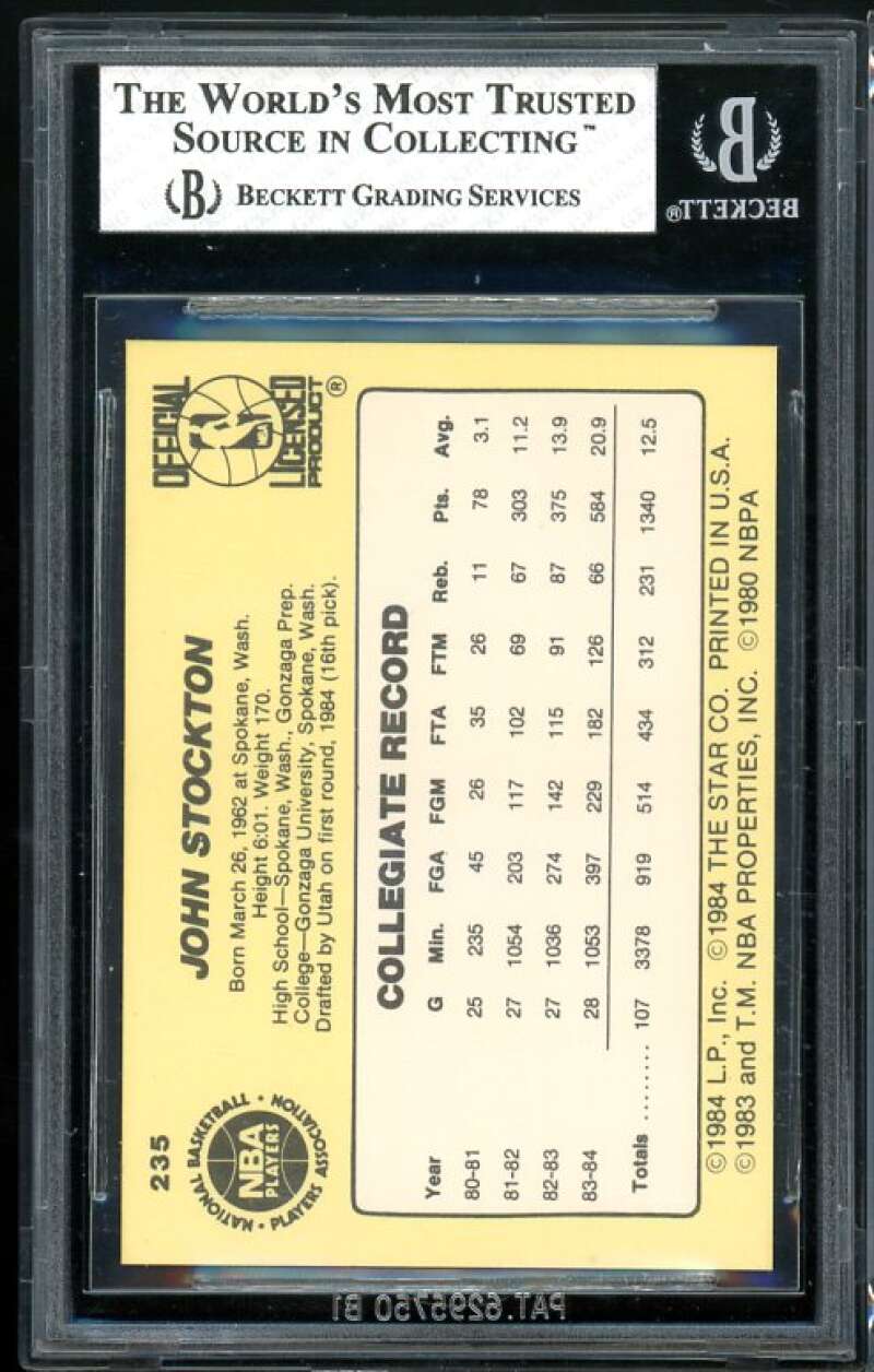 John Stockton Rookie Card 1984-85 Star #235 BGS 8 (8 7.5 9 9.5) Image 2