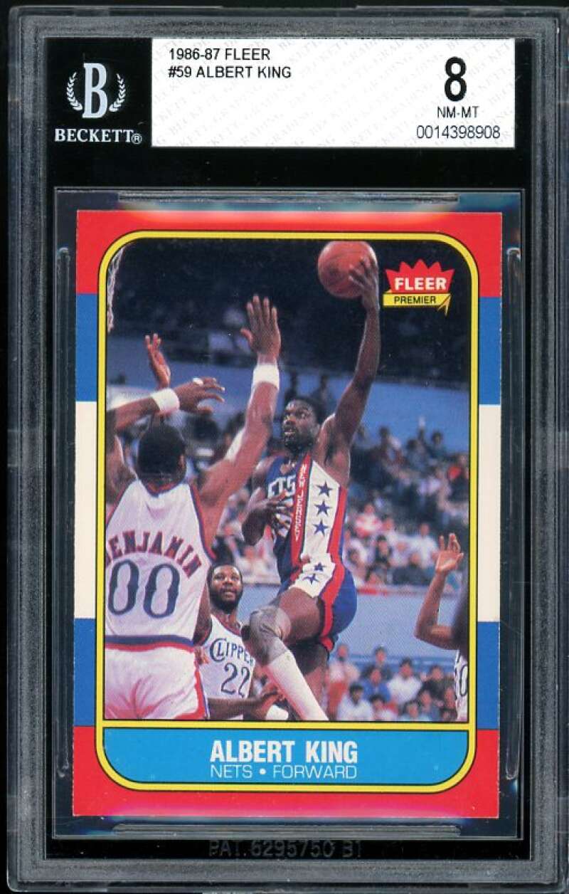 Albert King Rookie Card 1986-87 Fleer #59 BGS 8 Image 1