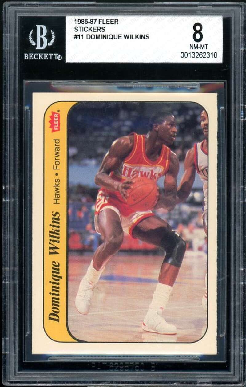 Dominique Wilkins Rookie Card 1986-87 Fleer #11 BGS 8 Image 1