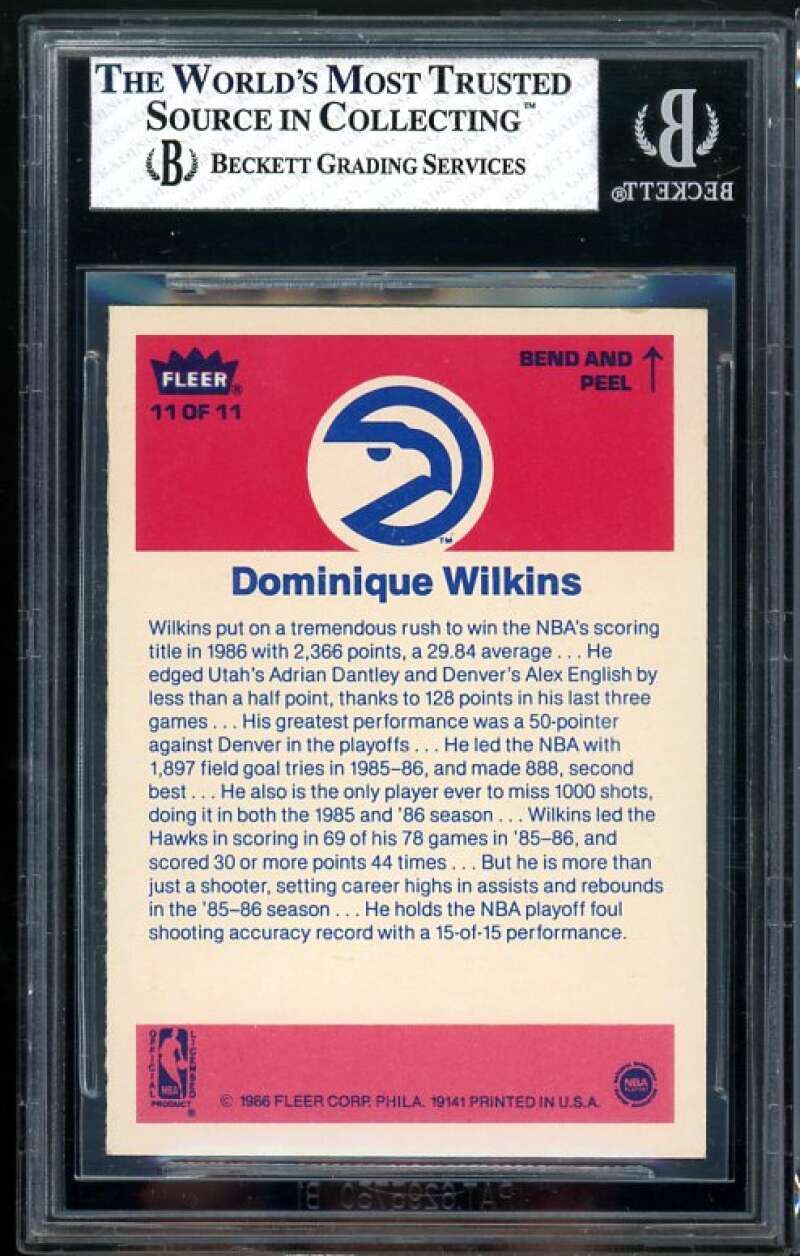 Dominique Wilkins Rookie Card 1986-87 Fleer #11 BGS 8 Image 2